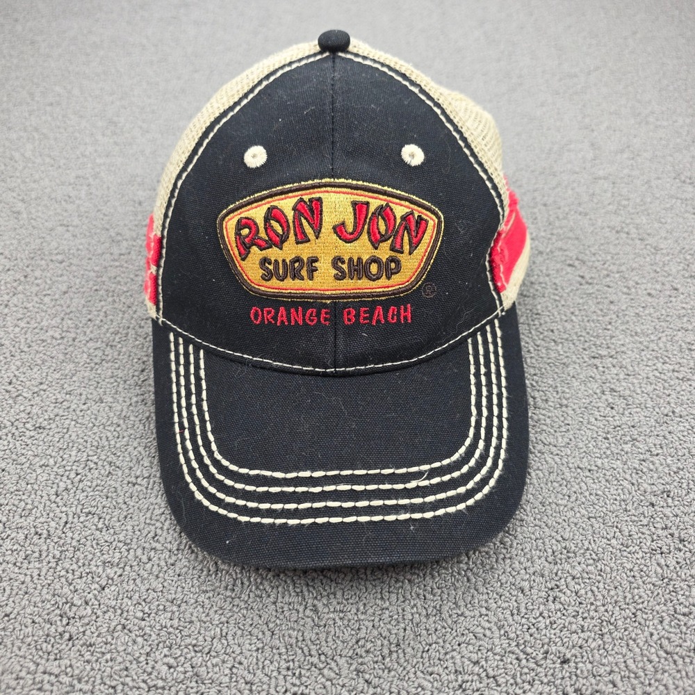 Ron Jon Surf Shop Orange Beach Trucker Hat Unisex Black Tan Mesh Snapback OSFM